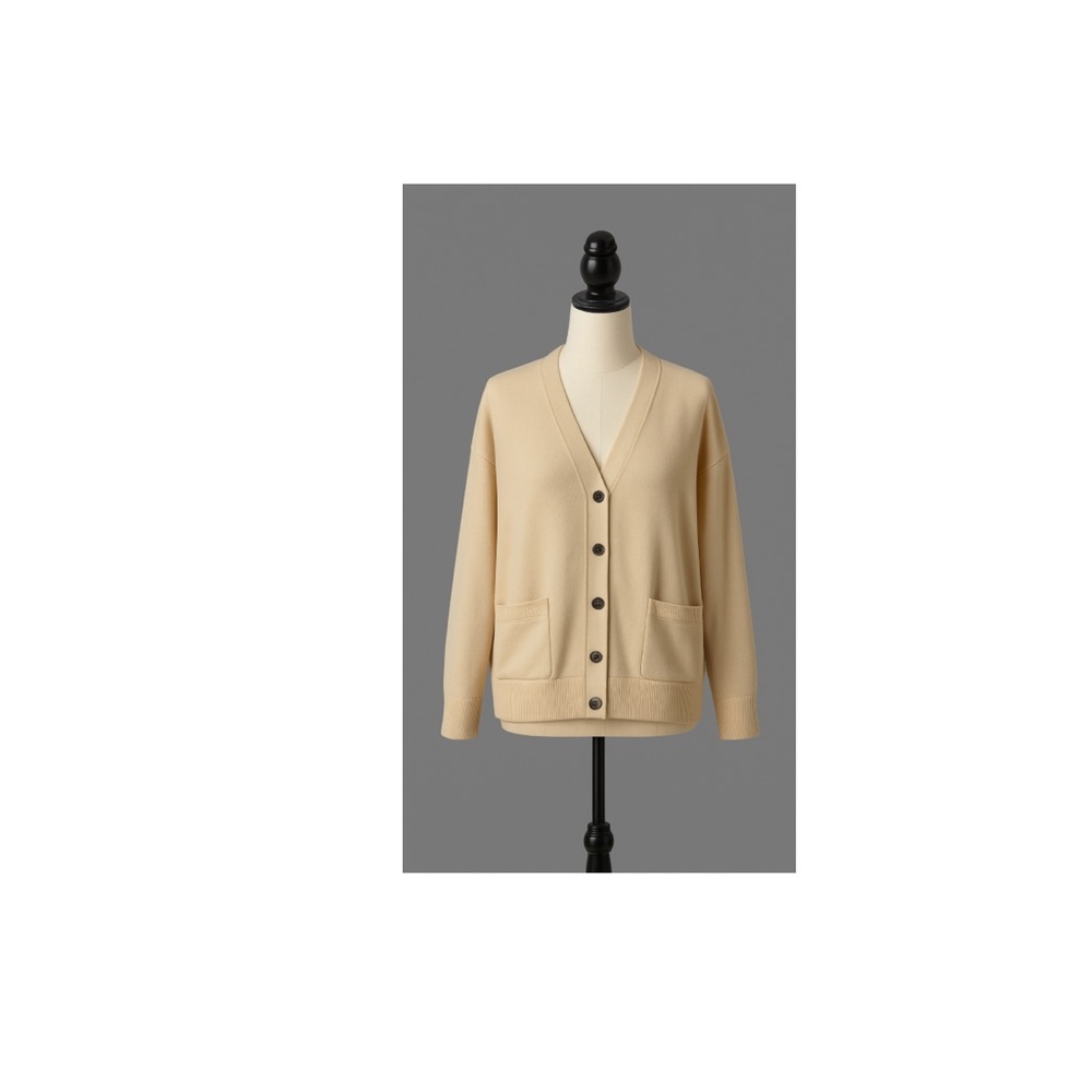 Elegant Beige Button-Up Cardigan